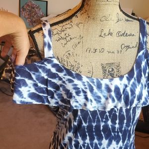 Cloud Chaser blue/white tie dye cold shoulder top